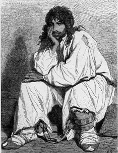 Nineteenth-century engraving of a standing Roma figure, titled Esclave Tsigane.